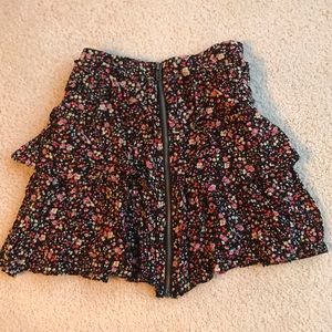 Floral ruffle mini skirt
